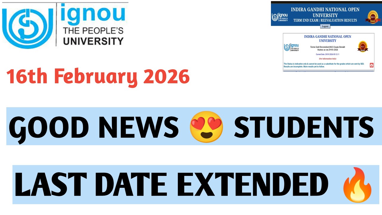 IGNOU GOOD NEWS FOR STUDENTS 16TH FEBRUARY 2026  #livestream