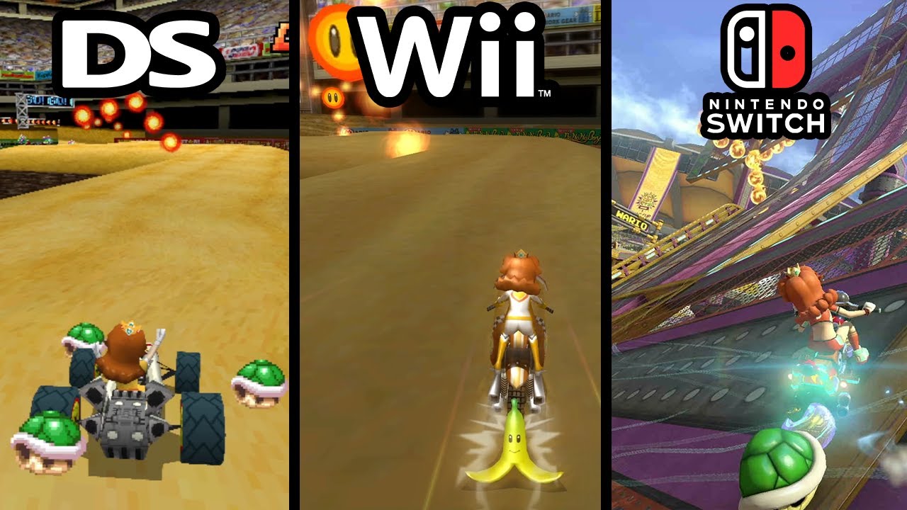 DS Wario Stadium - Mario Kart DS vs. Mario Kart Wii vs. Mario Kart 8 Deluxe (Switch)