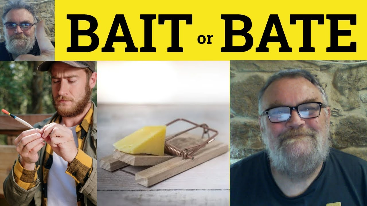 🔵 Bait vs Bate Meaning - Bate and Bait Defined - Bait or Bate Examples - Difference - Bate - Bait