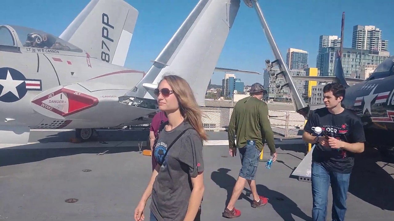 Aircraft Carrier Midway Flight Deck and view of the San Diego Skyline
