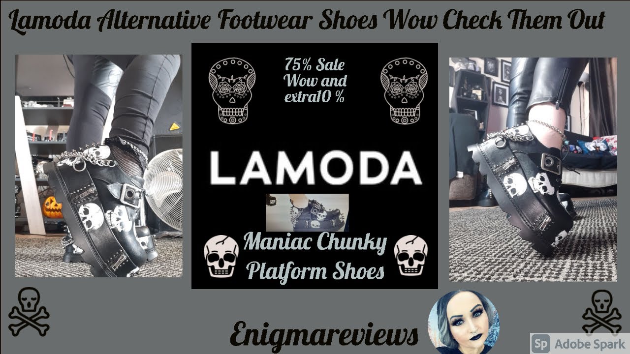 Lamoda Maniac Chunky Platform Wedged Shoes Skulls Awesome...