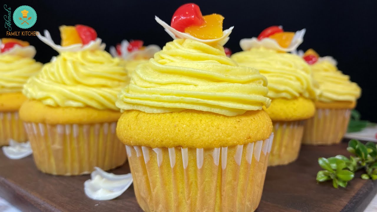 Mango Cupcake Recipe | Mango Buttercream Frosting | Eggless Mango Cake