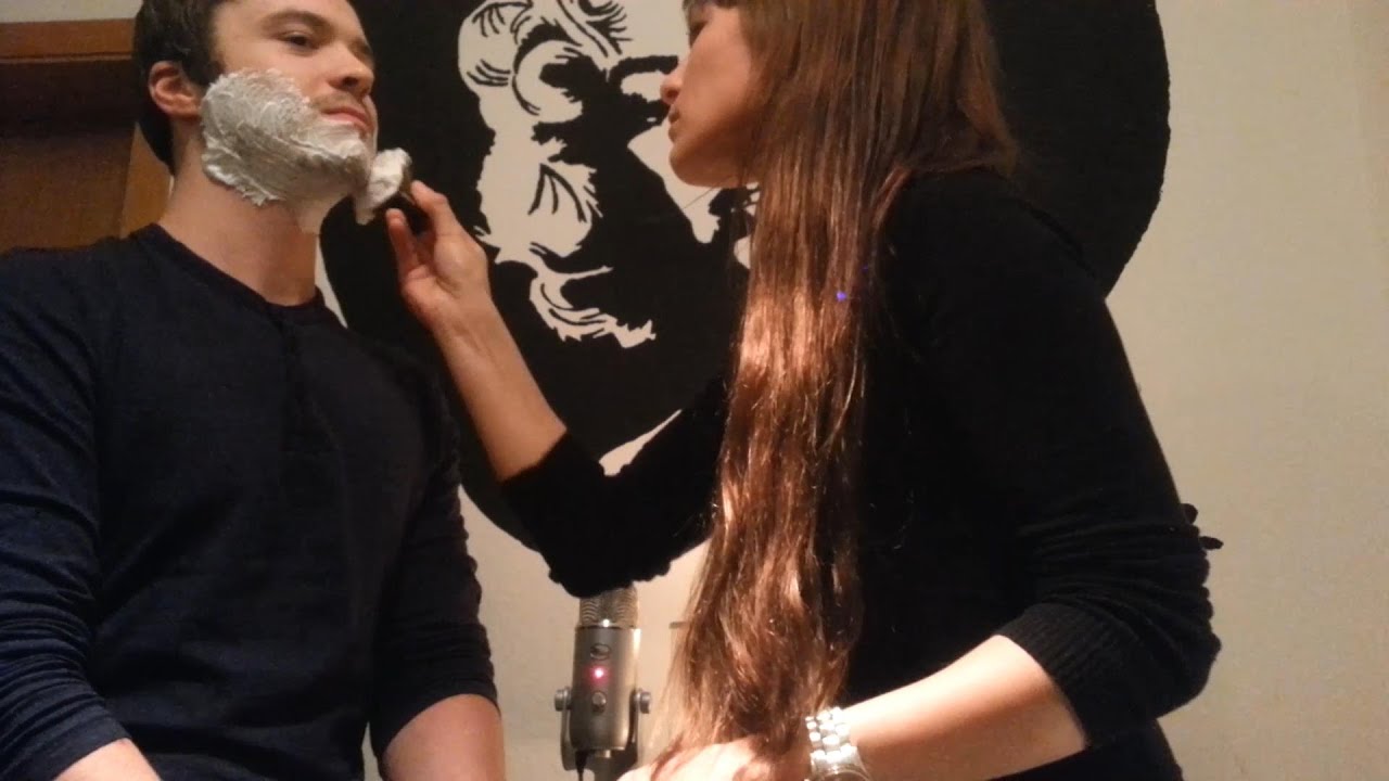 *ASMR* Man Gets A Wet Shave From A Woman *Special Sounds*