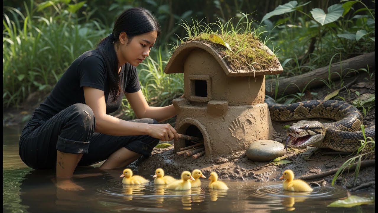 CEO Girl Returns to Her Village to Build a Duck Shelter &mdash; Suddenly Attacked by a Giant Python