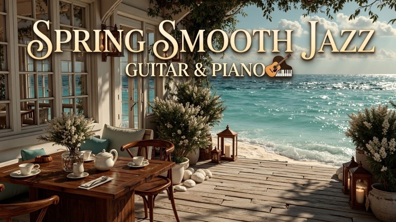 Spring Cafe Jazz Guitar & Piano ~ Relaxing Beach Morning Coffee Vibes 2026 Playlist