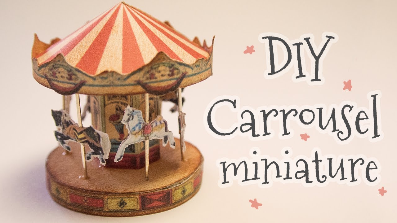 Miniature dollhouse Carousel papercraft (step by step tutorial)