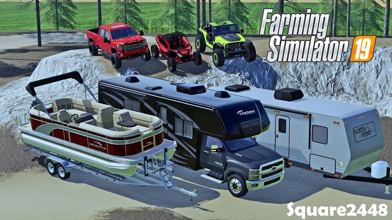 Camping & Boating At The Lake! | Multiplayer | Campers | Pontoon Boat | Offroad Toys | FS19