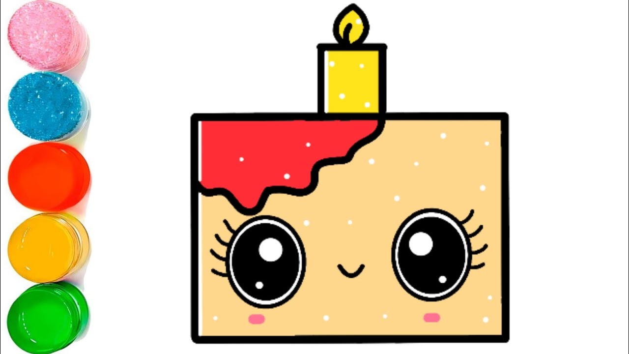 How to Draw Cute Birthday Cake For Kids 😍