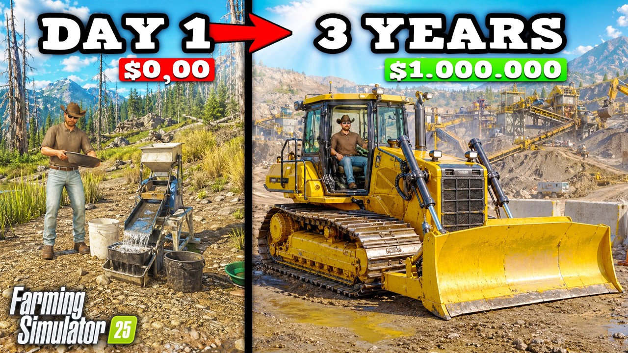 Я ПОТРАТИЛ 3 ГОДА НА СТРОИТЕЛЬСТВО ЗОЛОТОГО РУДНИКА С $0 И ОДНИМ ГРУЗОВИКОМ! Farming Simulator 25