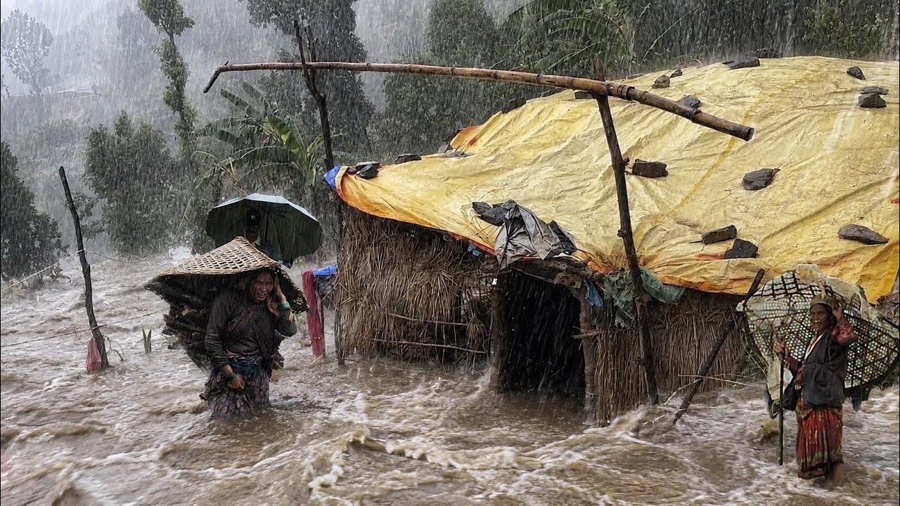 Real Himalayan Nepali Mountain Village Life During Heavy Rain | Rainy Season Documentary Video | 