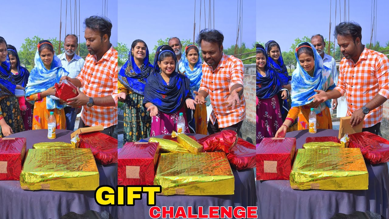 Big Gift Challenge Video With Family #gift #challenge #funny 