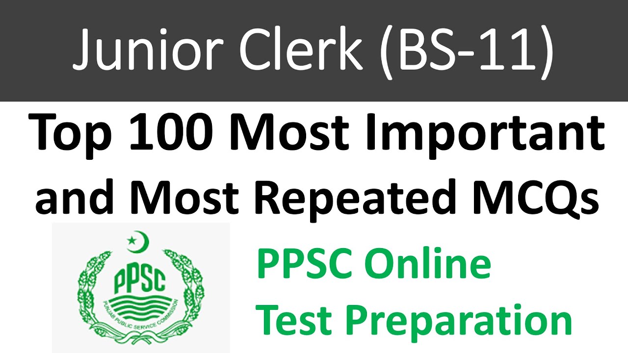 PPSC Junior Clerk BS-11 Test Preparation Online Past Paper MCQs