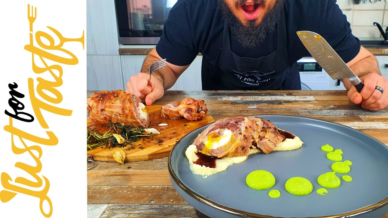 Beef Meat Roll with Bacon, Eggs and Two Purees | Lust for Taste