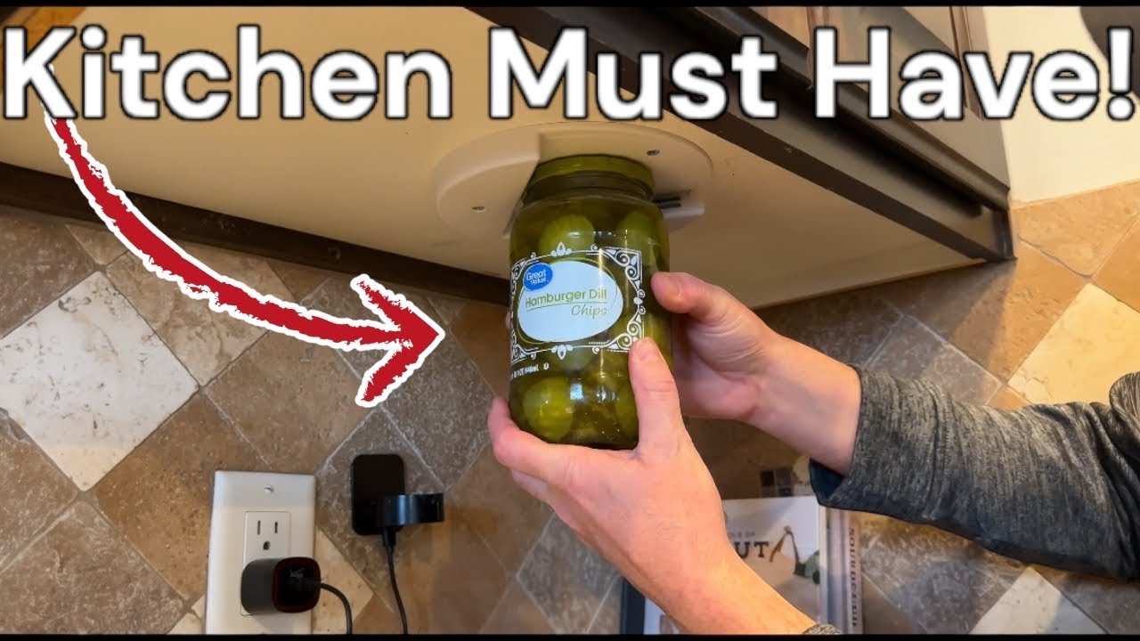 Under Cabinet Jar Opener!  Easy To Install & Easy To Use! Open Any Size Jar or Bottle