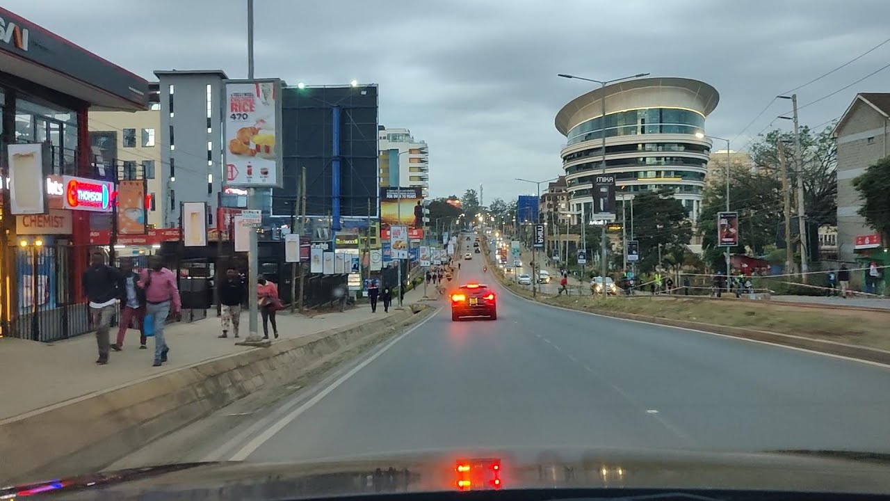 Evening drive on Lower Kabete Road to Westlands. Nairobi, Kenya.