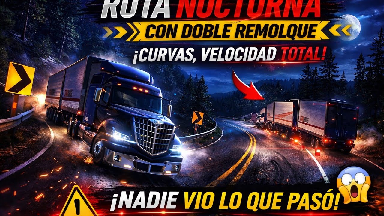 Nadie Manejaría Esto de Noche 😨 | Doble Remolque | Truck Simulator