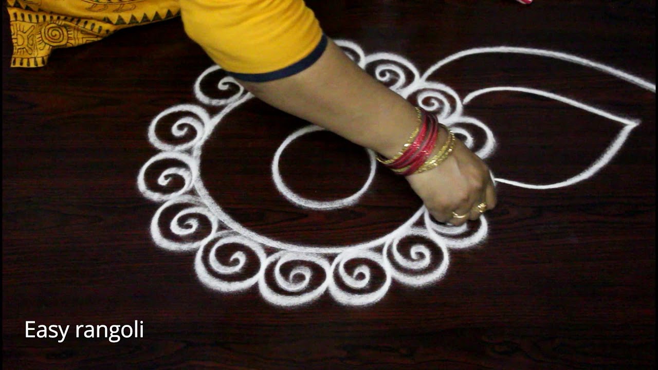 easy rangoli designs with out dots for nava rathri || simple kolam designs for pooja - muggulu
