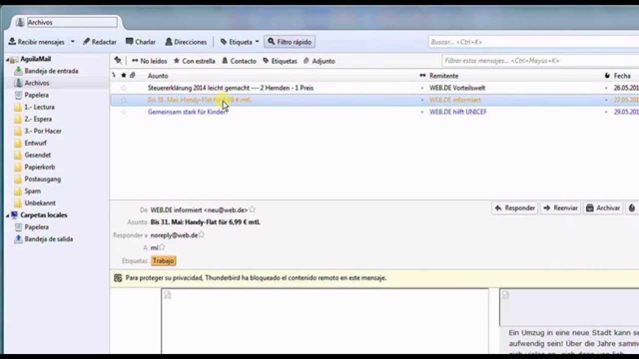 Como Ordenar tu correo electronico - email [Ejemplo en Thunderbird]