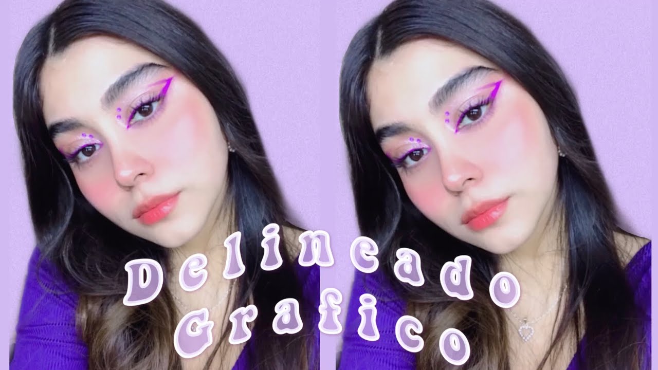 DELINEADO GR&Aacute;FICO en color morado con brillos 🍇 MAQUILLAJE