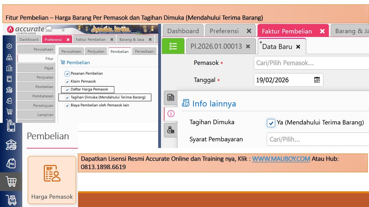 Setup 19 - Harga Barang Per Pemasok dan Faktur Pembelian Dimuka (Mendahului Terima Barang)