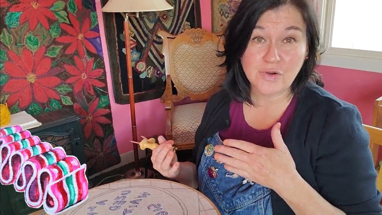 Punch Needle using Wool Fabric Strips,  Rug Hooking Tutorial  which needle for what size strip?