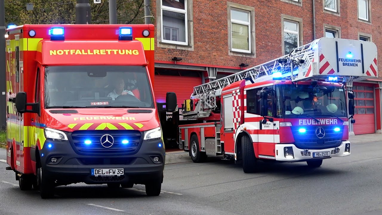 Einsatzfahrten Feuerwehr, Rettungswagen und Polizei in Bremen