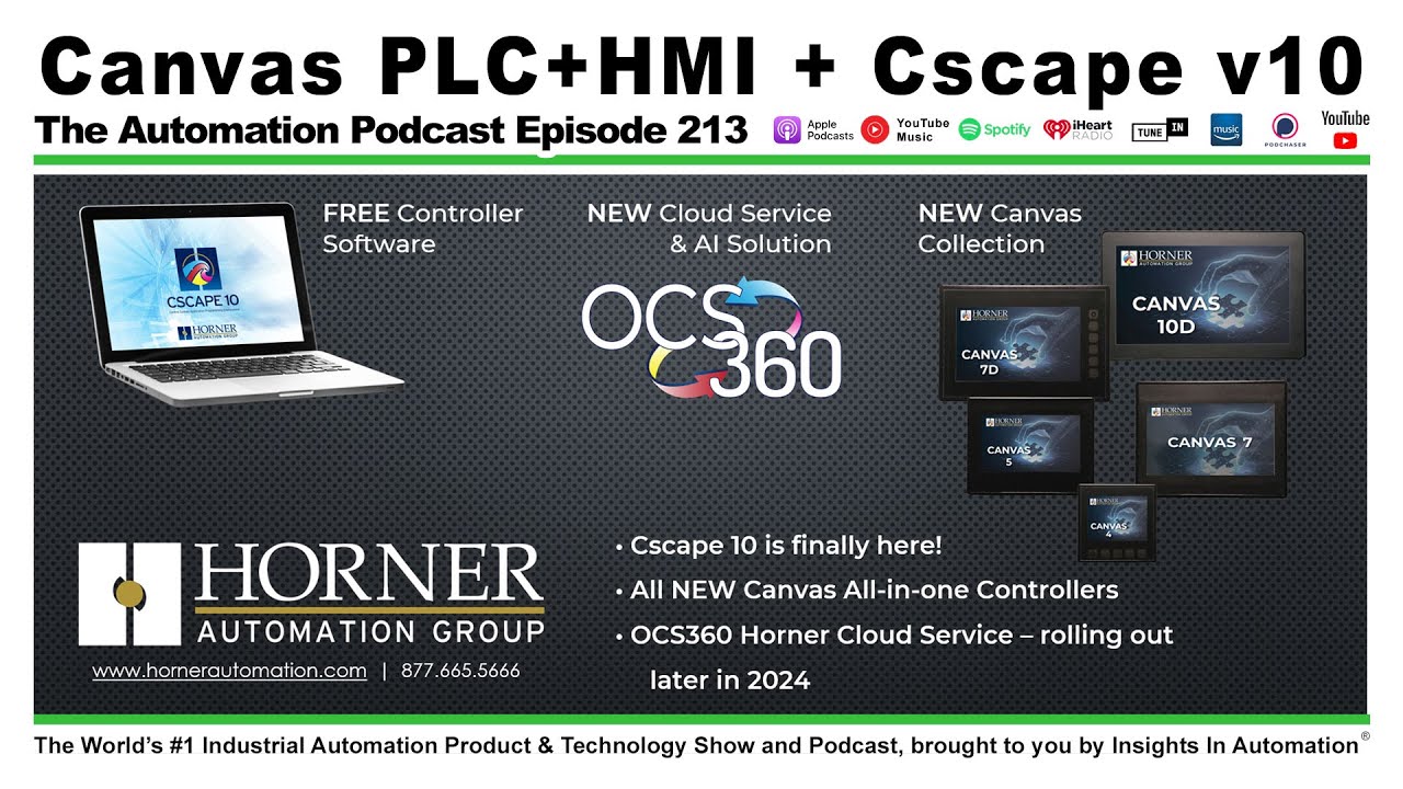 New Canvas PLC+HMI and Cscape v10 from Horner Automation
