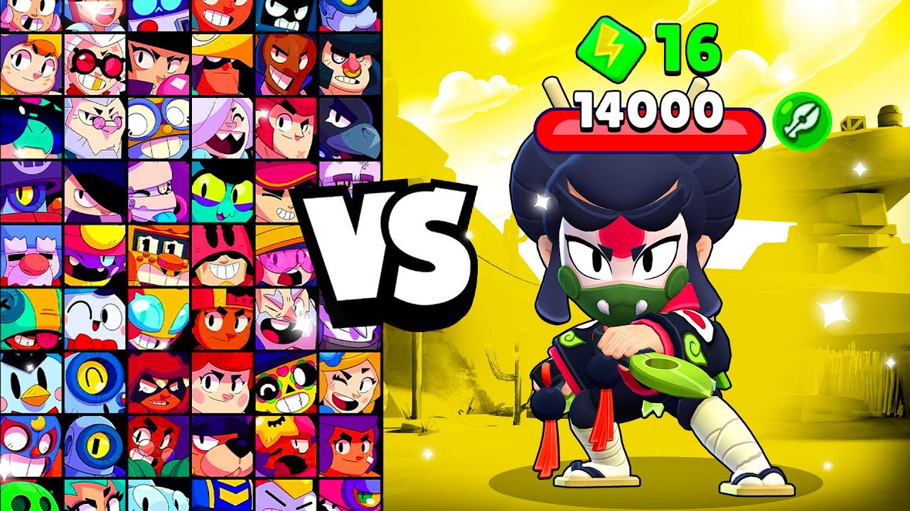 KAZE ASSASSIN vs ALL BRAWLERS! With 16 POWER-UPs! | Brawl Stars