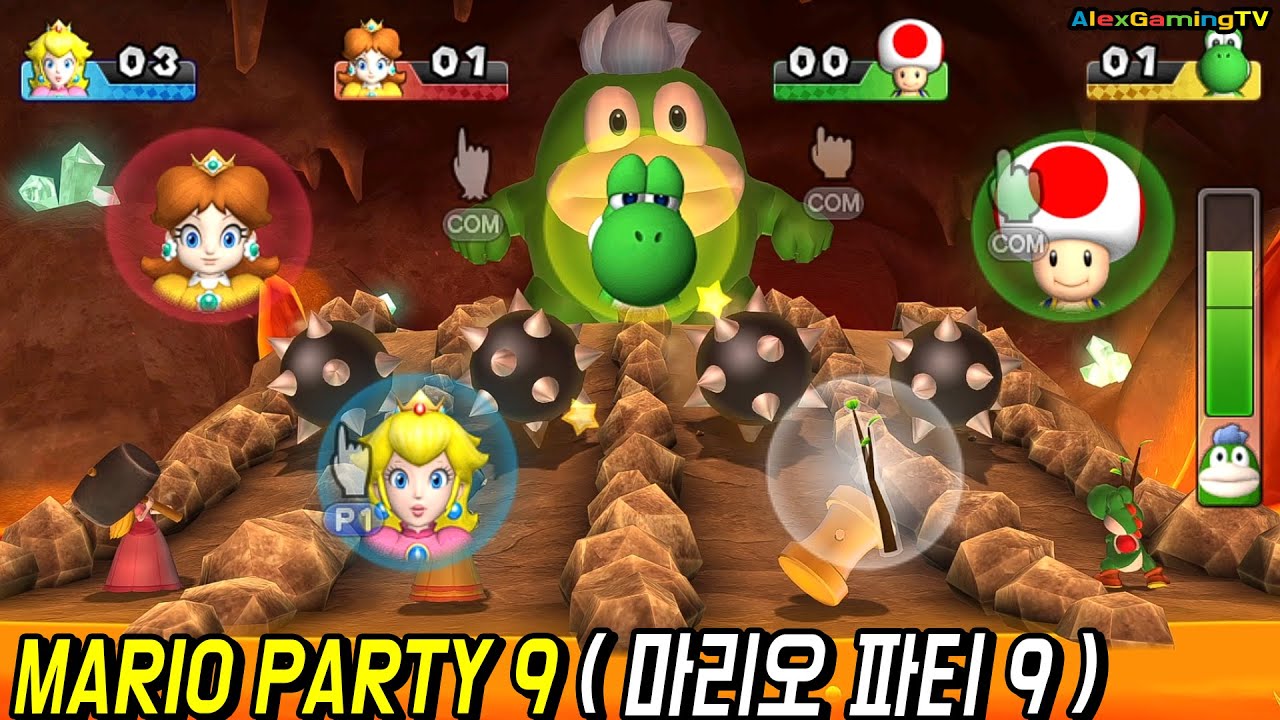 Mario Party 9 - Blooper Beach (Peach vs Daisy vs Toad vs Yoshi) Very Hard | AlexGamingTV