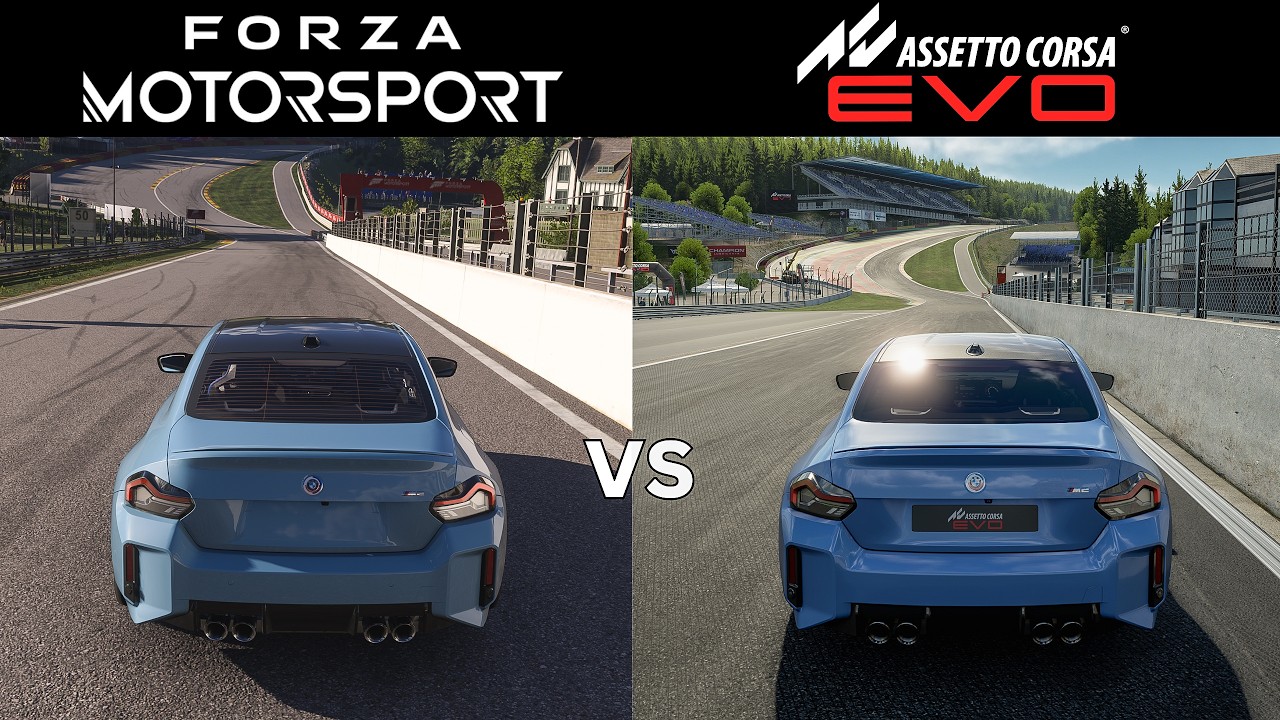 Assetto Corsa EVO 0.5 vs Forza Motorsport: BMW M2 (G87) at Spa - Which is More Realistic?