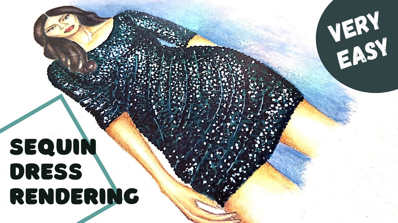 Sequin Dress Rendering || Fashion Illustration || Fashion Rendering