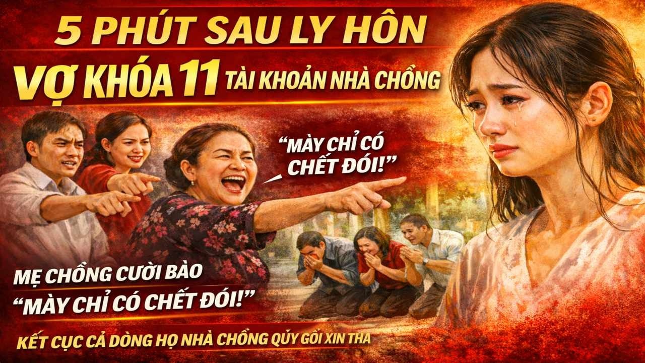 5 PHÚT SAU LY HÔN, VỢ KHÓA 11 TÀI KHOẢN NHÀ CHỒNG – MẸ CHỒNG CƯỜI KHINH, KẾT CỤC
