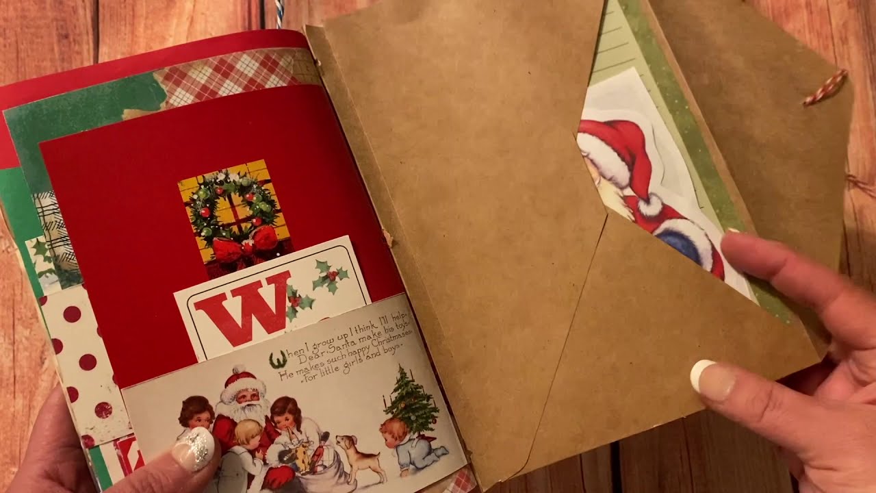 Christmas Junk Journal Envelope Folio Homemade Flip Through