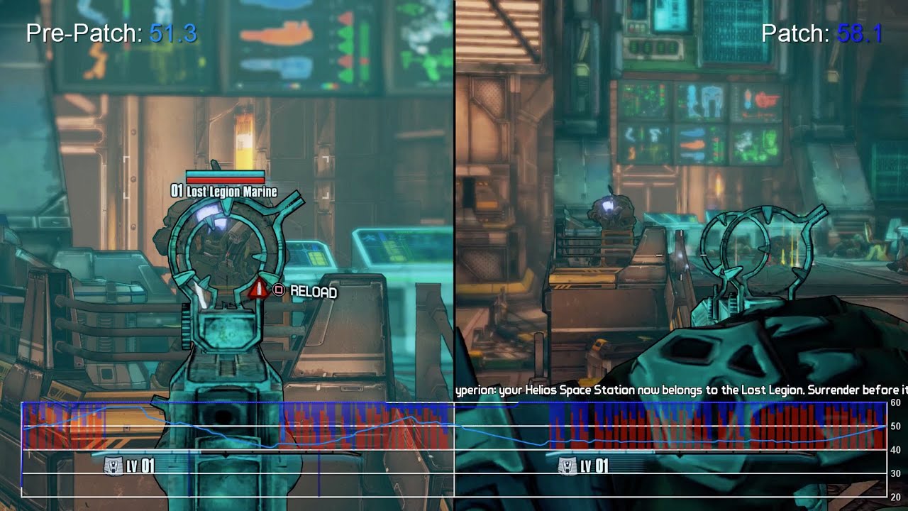 Borderlands PS4 Patch 1.02 vs 1.01 Gameplay Frame-Rate Test