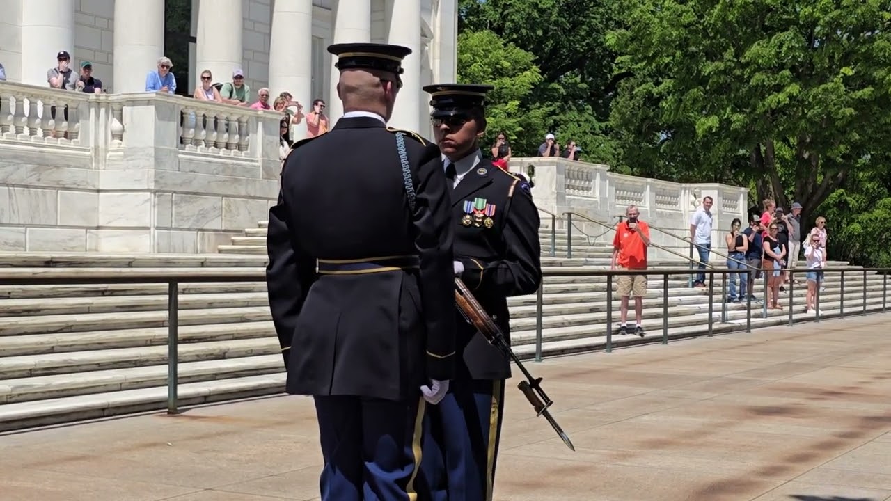 Changing of the guard at the Tomb of the Unknown Soldier at Arlington National Cemetery
