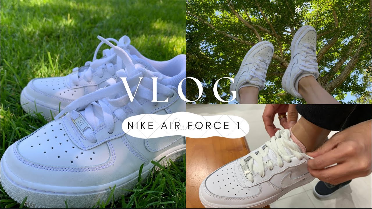 Nike Air Force 1 White Colorway LE GS 4Y + on feet