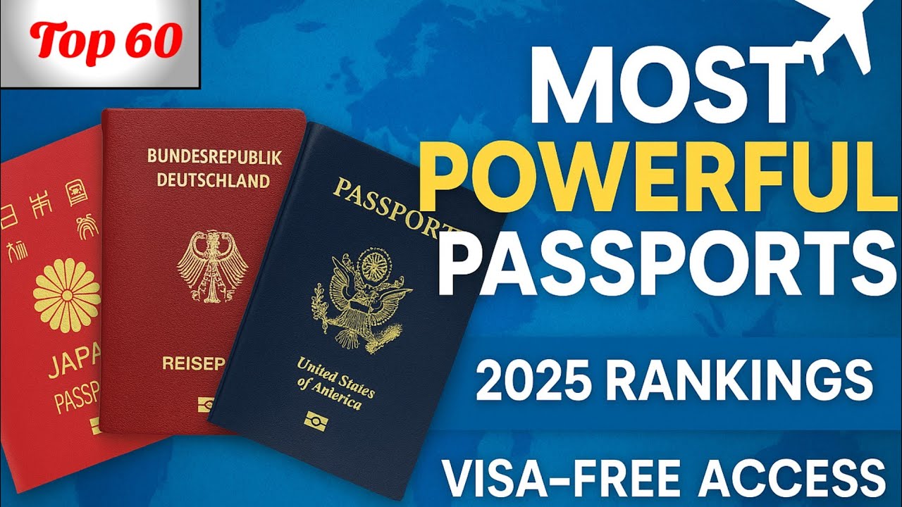 Top 60 Most Powerful Passports in 2025 | Visa Free Access Rankings #VisaFreeCountries