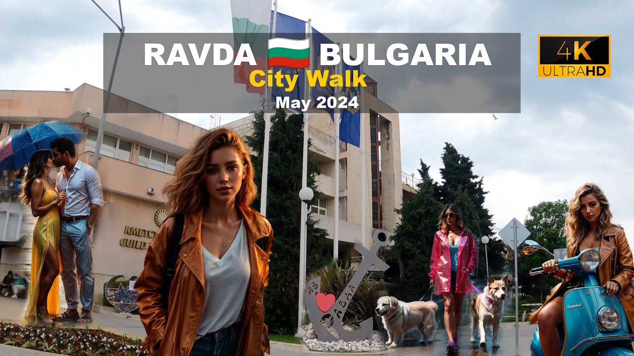 Phantom City 🌧️ Rainy Ravda walk 🇧🇬 Bulgaria -City in the low season- May 2024 -4k