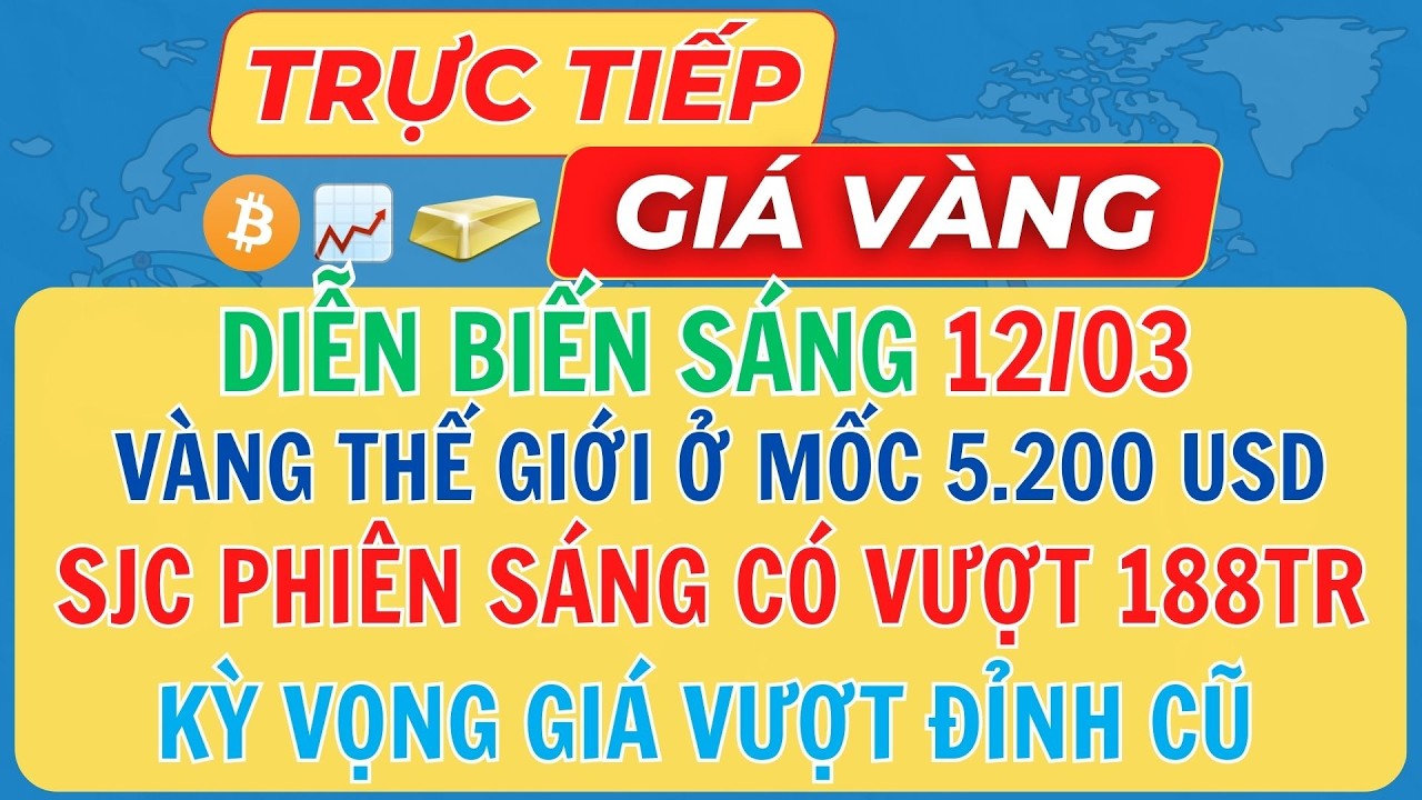 🔴Trực Tiếp Giá Vàng 12/03/2026 - Giá Vàng 9999 SJC Vàng Thế Giới Mới Nhất #giavang #sjc #9999
