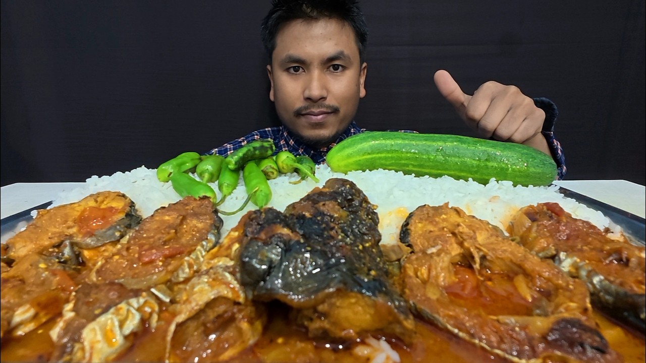 EATING ASMR: BIG FISH CURRY WITH RICE MUKBANG 😋😋😋
