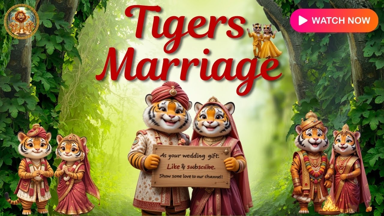 Tiger Marriage Cartoon 💍 | Funny Animal Wedding | AI Dance Video | #AnimalDanceAi