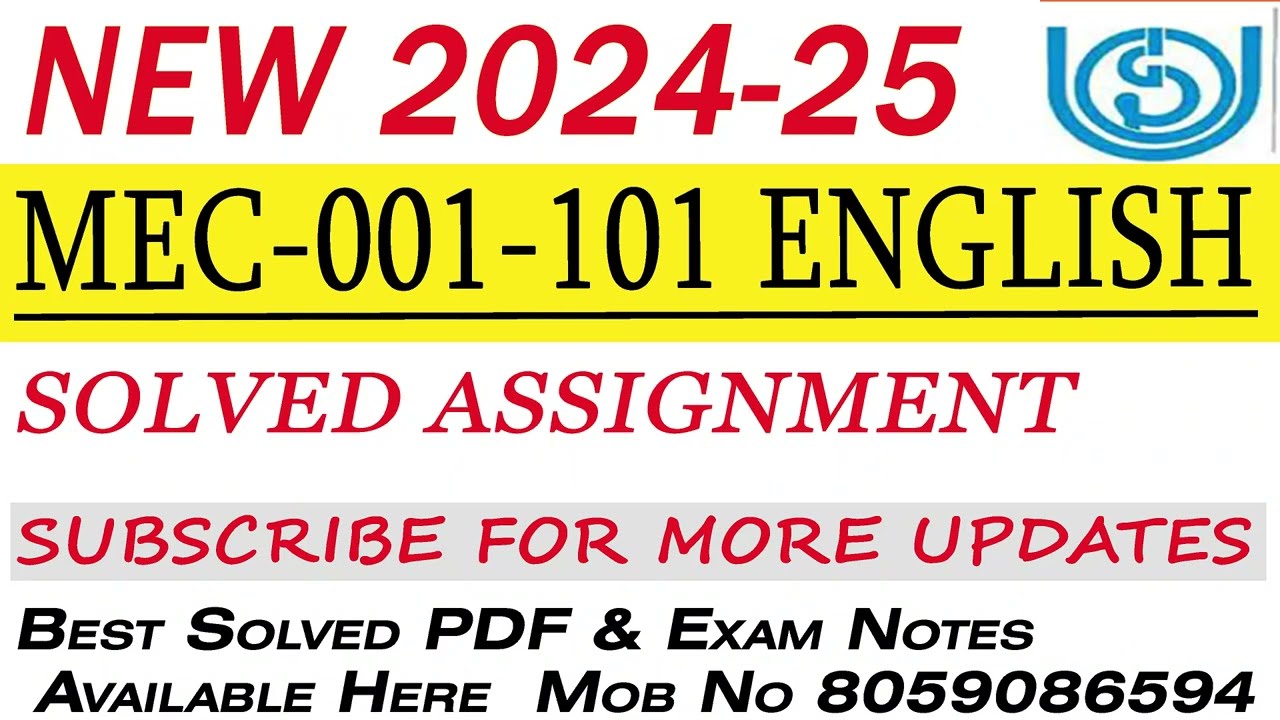 MEC-001 ENGLISH IGNOU SOLVED ASSIGNMENT 2024-25 ||  MEC-101 IGNOU ASSIGNMENT 2024-25