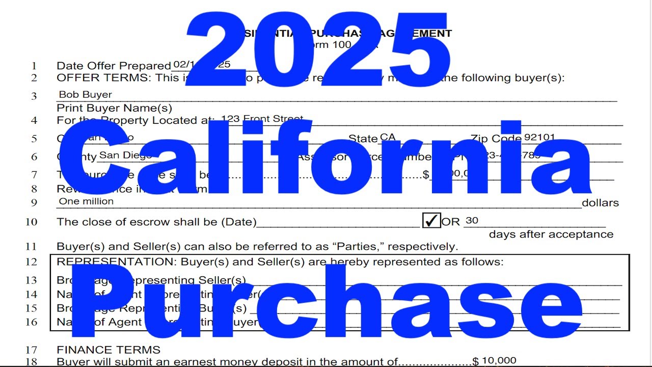 2025 California Residential Purchase Agreement - Not Realtor&reg; Affiliated