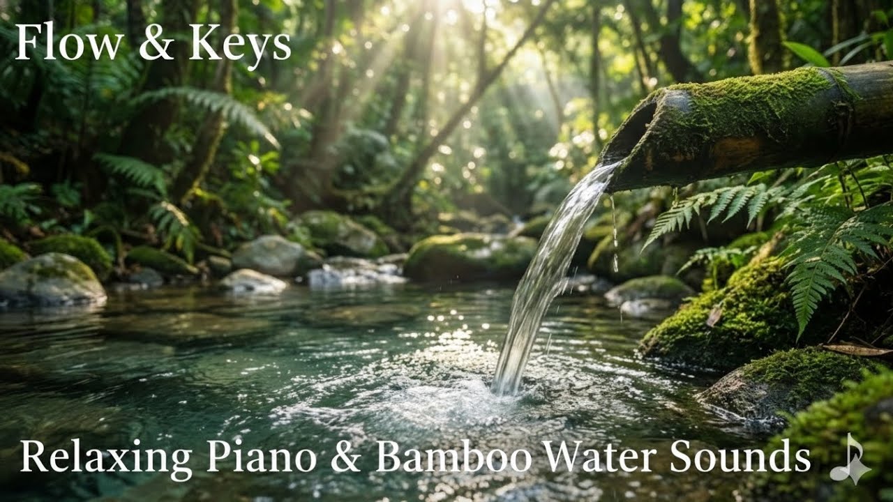 Calm Piano Music & Flowing Water | 1 Hour Nature Retreat for Sleep and Study