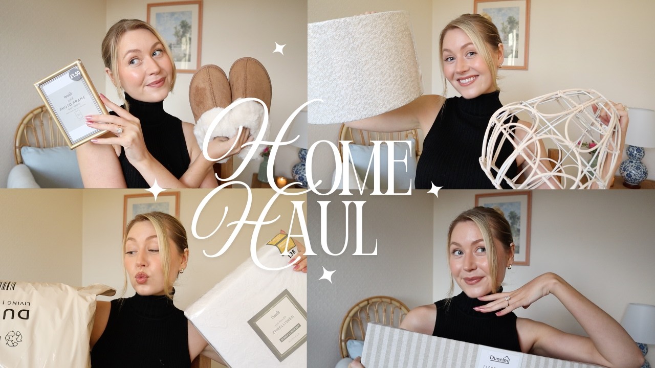UK Homeware Haul for our *new house* 🦢🧺 cosy neutral decor: Homesense, Dunelm & more!