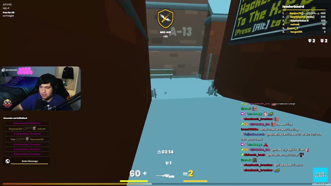 Krunker twitch streamer Quacky tells starting 50 numbers of PI