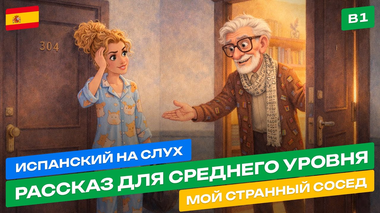 Испанский на Слух 🎧 Рассказ Среднего Уровня (B1) (Mi Vecino Raro)