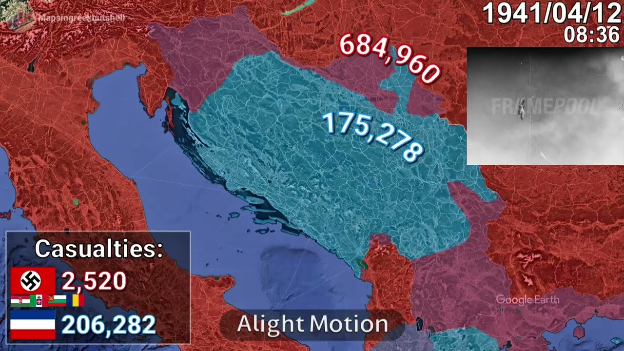 Invasion of Yugoslavia Using Google Earth 4K, 60 FPS
