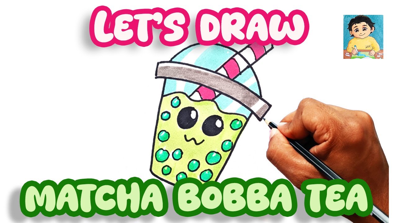 Kawaii Matcha Bubble Tea - How to Draw & Animate! 🧋