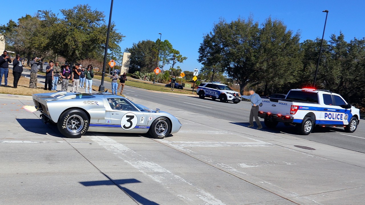 Ford GT40 Tries to Leave Car Meet BUT Gets Blocked! *Cops Busting Cars*